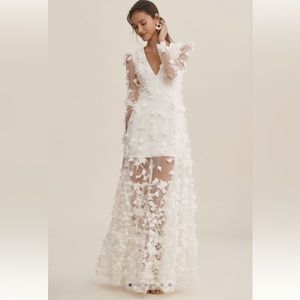 Anthropologie Helsi Blair Long-Sleeve V-Neck Floral Maxi Dress